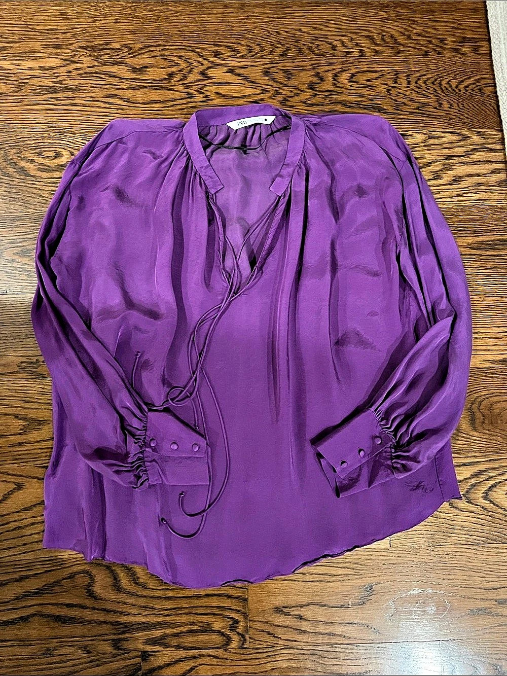 Zara Purple Tie-Front Blouse Size small